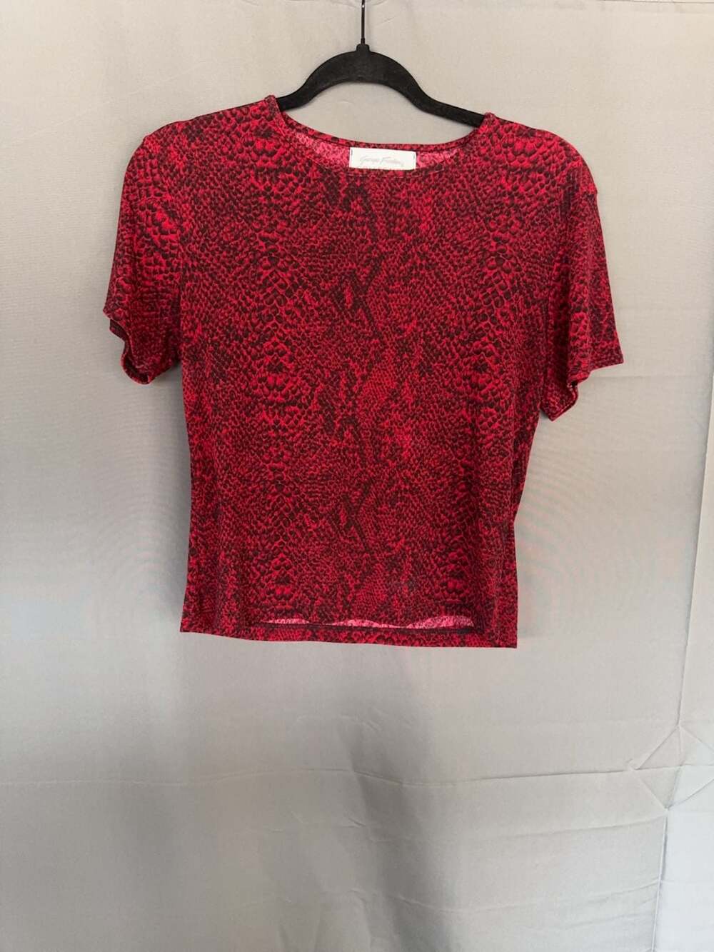 Giorgio Fiorini Collection Red and Black Snake Print Short Sleeve Top Size Small